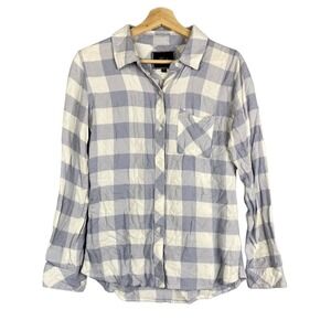 Rails Shirt Blouse‎ women's sz XS Hunter blue white plaid flanel soft casual top